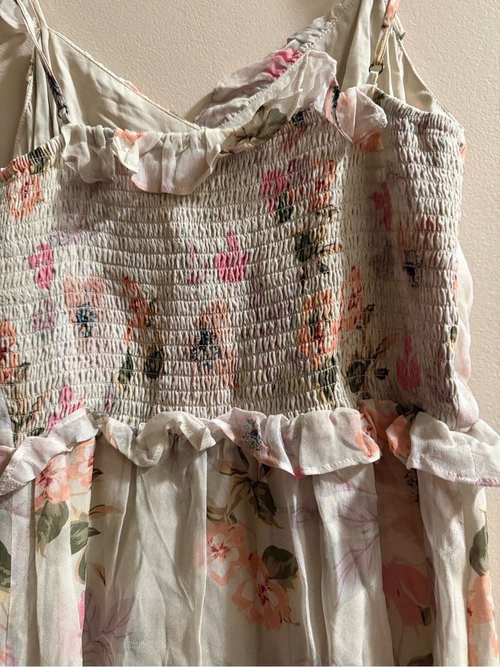 Floral Ruffle Mini Dress - Pink & Cream - Picture 6 of 8
